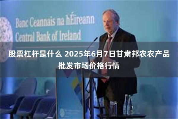 股票杠杆是什么 2025年6月7日甘肃邦农农产品批发市场价格行情