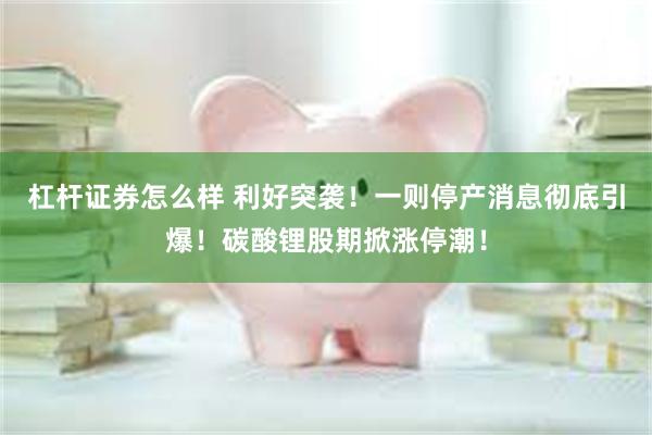 杠杆证券怎么样 利好突袭！一则停产消息彻底引爆！碳酸锂股期掀涨停潮！