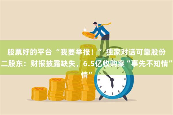 股票好的平台 “我要举报！” 独家对话可靠股份二股东：财报披露缺失，6.5亿收购案“事先不知情”